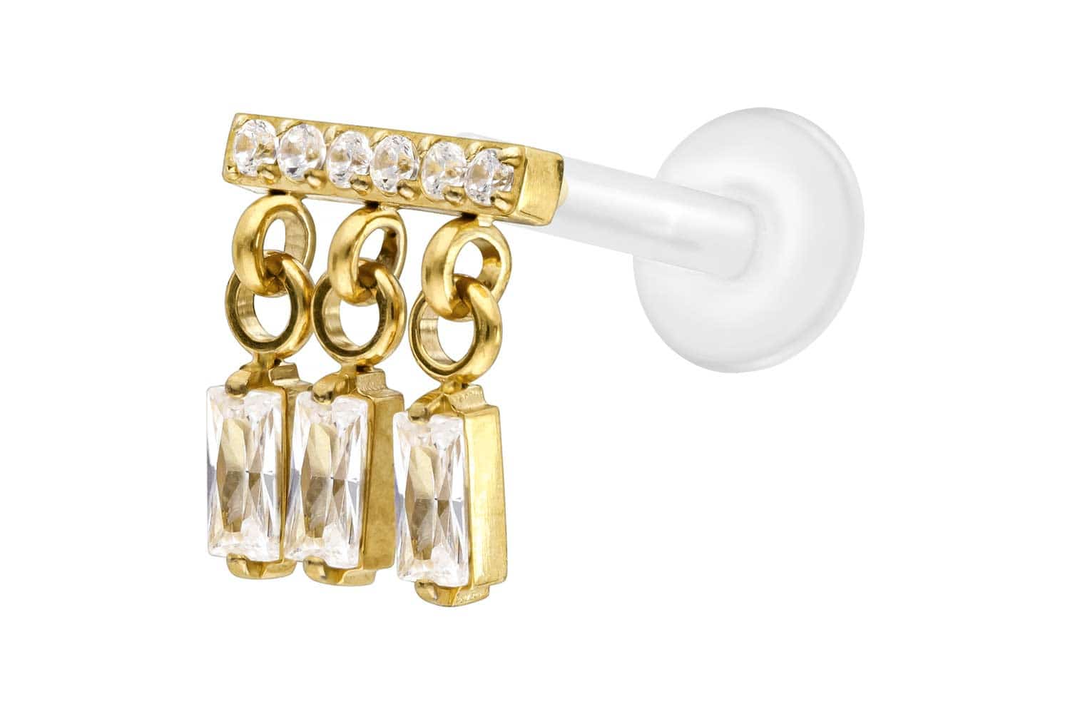 PTFE Labret Piercing mit Innengewinde + Titan-Aufsatz WINDSPIEL